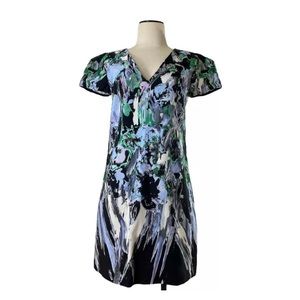 Milly Chloe Dress Painted Floral Sheath V Neck